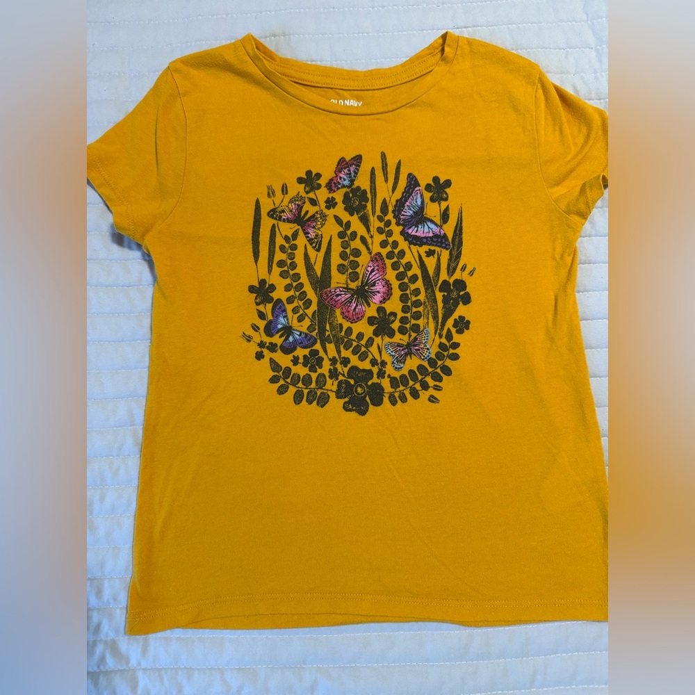 Old Navy Yellow Kids Tee with Butterfly Design